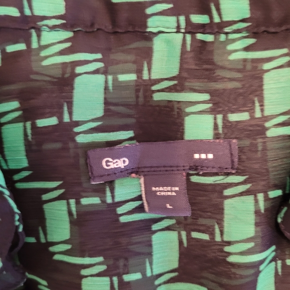 Black/Green Sheer Patterned Blouse (Gap, Large) - Picture 2 of 8